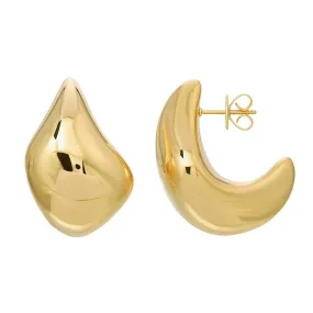 14K GOLD CURVE SCULPTURAL EARRINGS LARGE