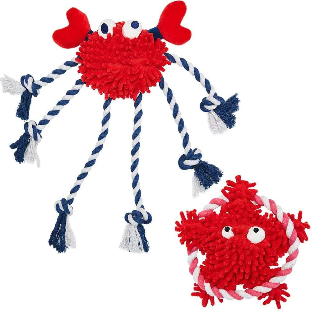 2 Pack, 14" Crab   7 4/5" Sea-star Squeaky Plush Dog Chew Toy for Puppies, Durable Dog Interactive Toys