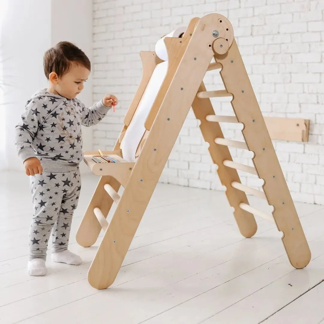 5in1 Montessori Climbing Set: Triangle Ladder   Climbing Arch   Slide Board   Climbing Net   Art Addition