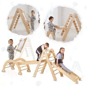 5in1 Montessori Climbing Set: Triangle Ladder   Climbing Arch   Slide Board   Climbing Net   Art Addition