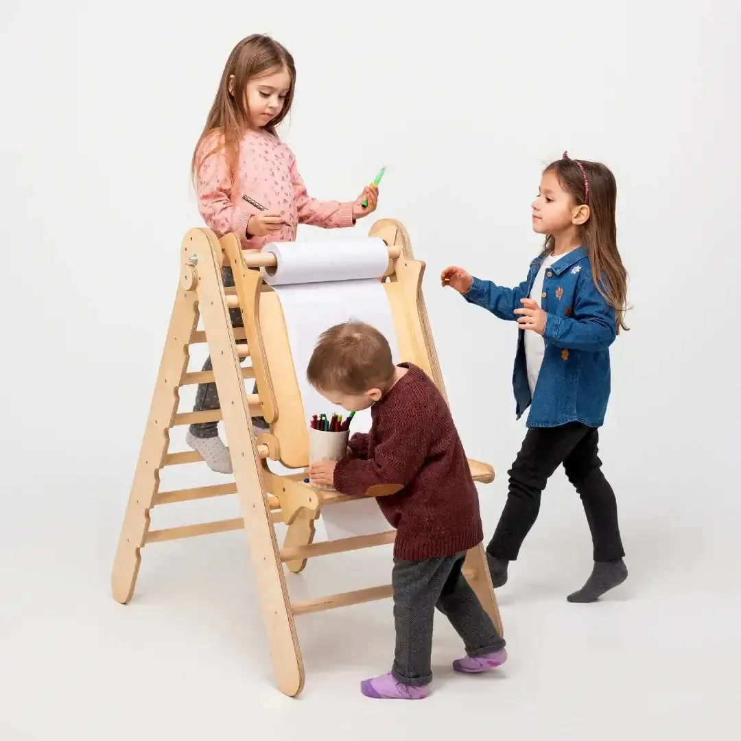 5in1 Montessori Climbing Set: Triangle Ladder   Climbing Arch   Slide Board   Climbing Net   Art Addition