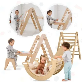 5in1 Montessori Climbing Set: Triangle Ladder   Climbing Arch   Slide Board   Cushion   Art Addition