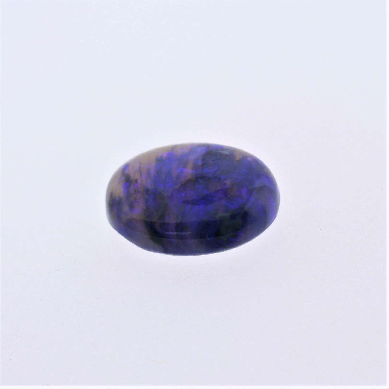 6.03ct Australian Bright Black Opal Oval Cabochon Semi Crystal