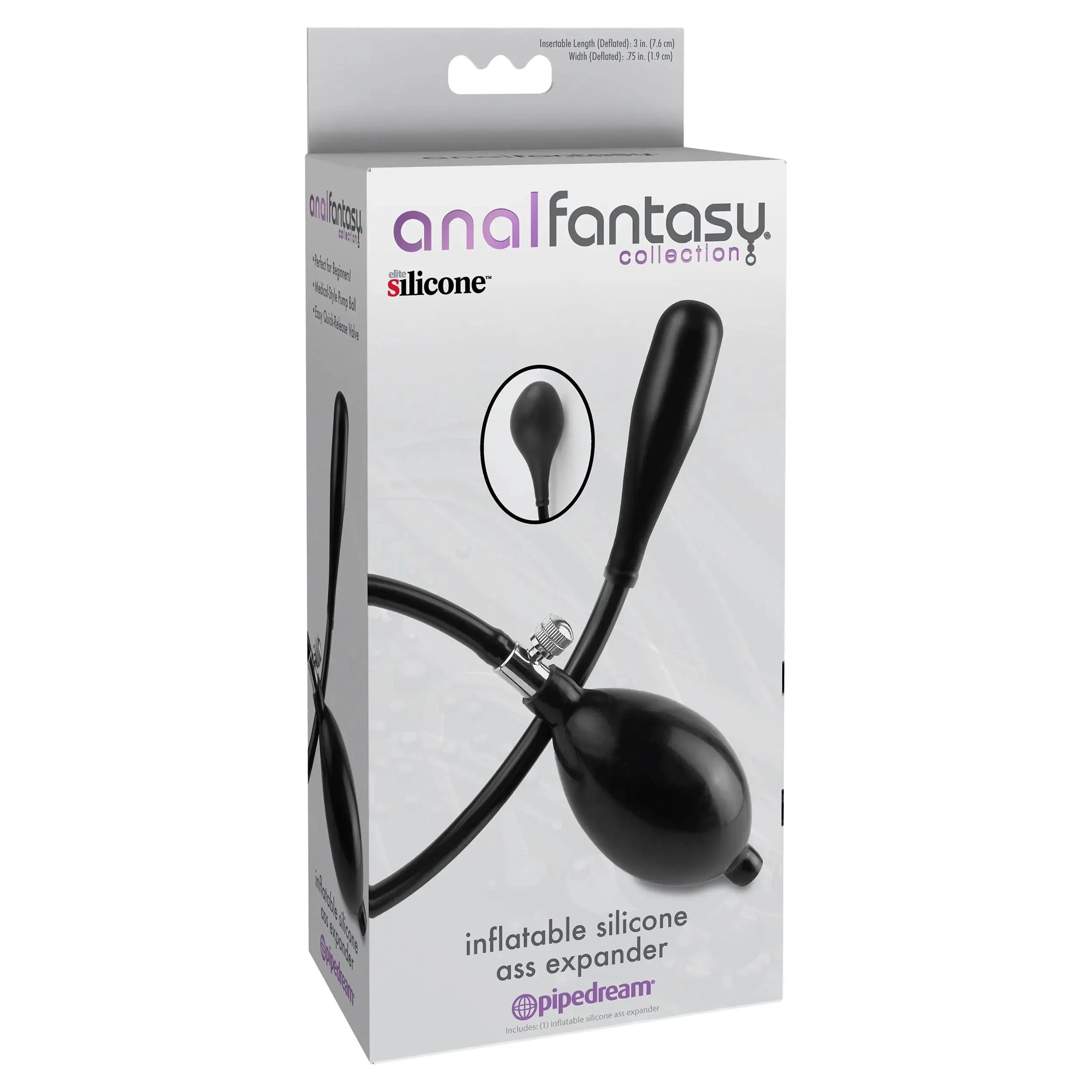 Anal Fantasy Collection Inflatable Silicone Ass Expander - Black