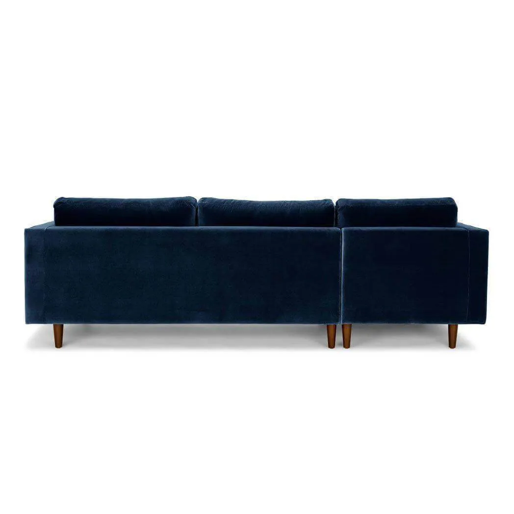 Ashla L-Shape Blue Velvet Fabric Sofa