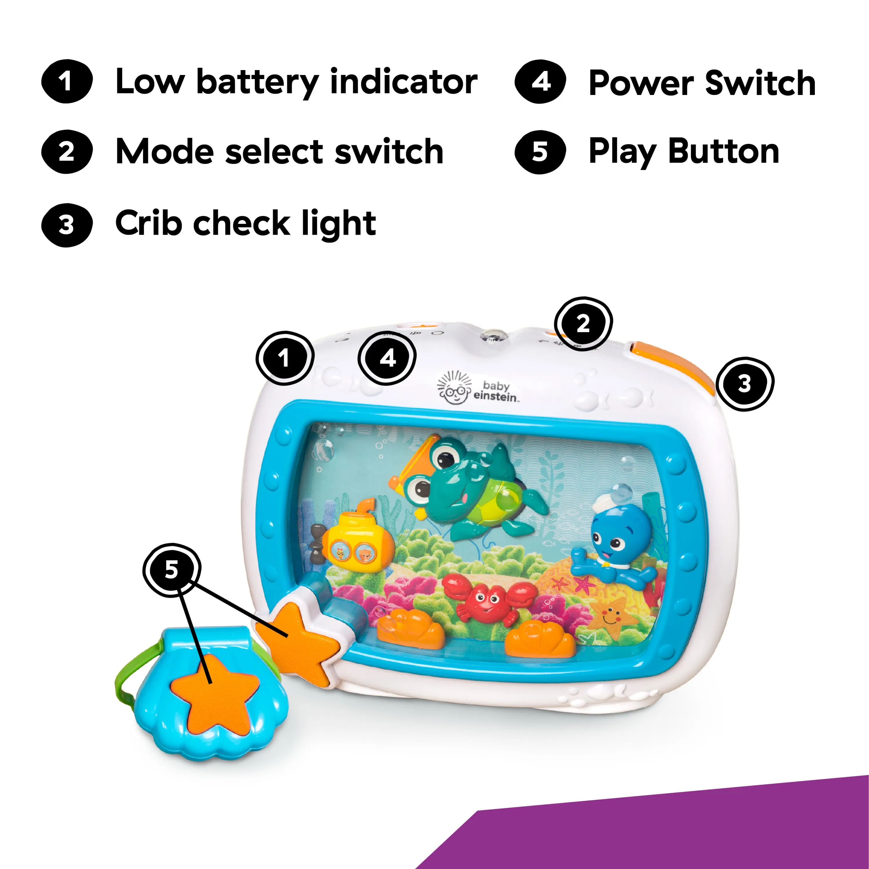 Baby Einstein Sea Dreams Soother Musical Crib Toy and Sound Machine