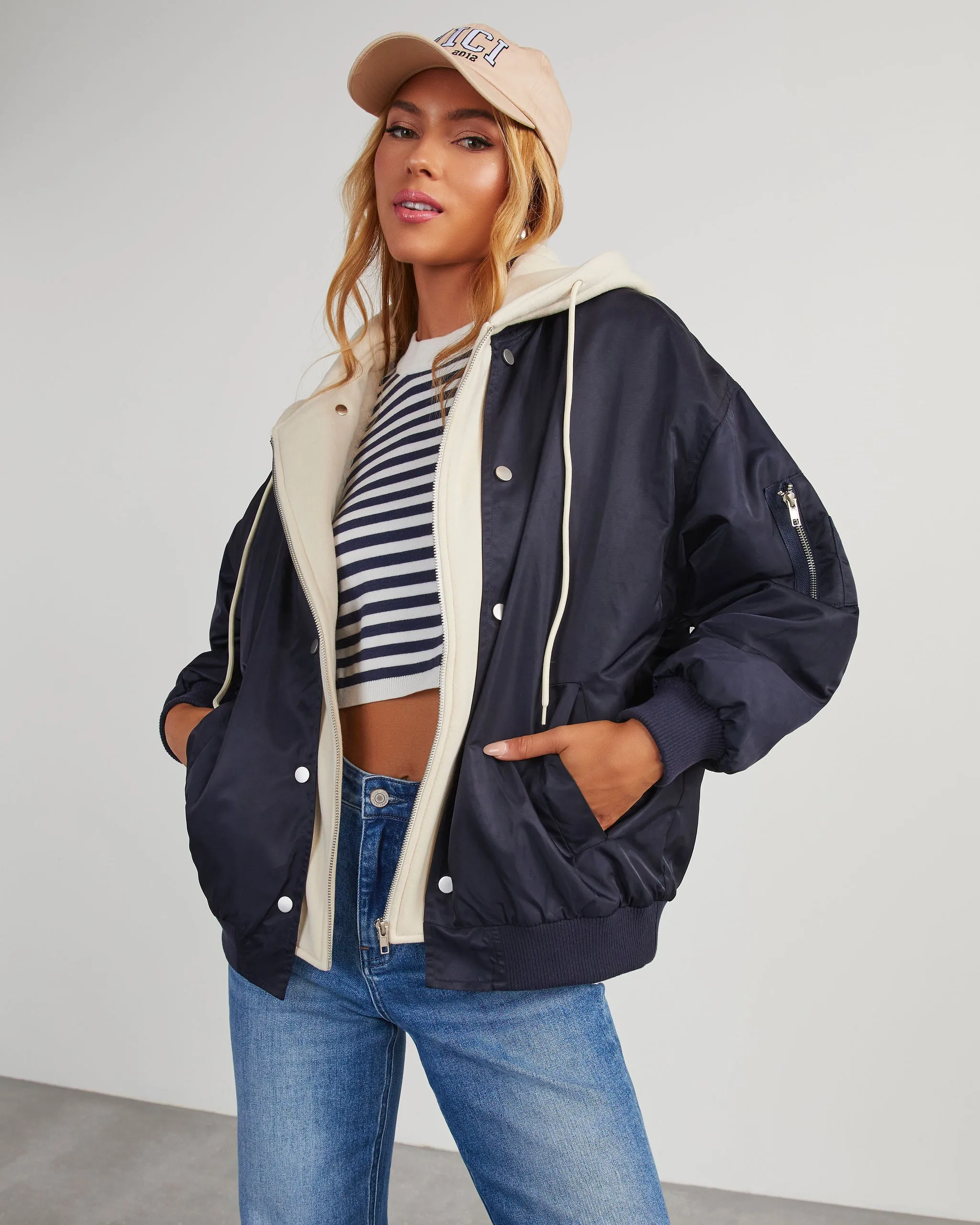 Campus Oversized Hooded Bomber Jacket