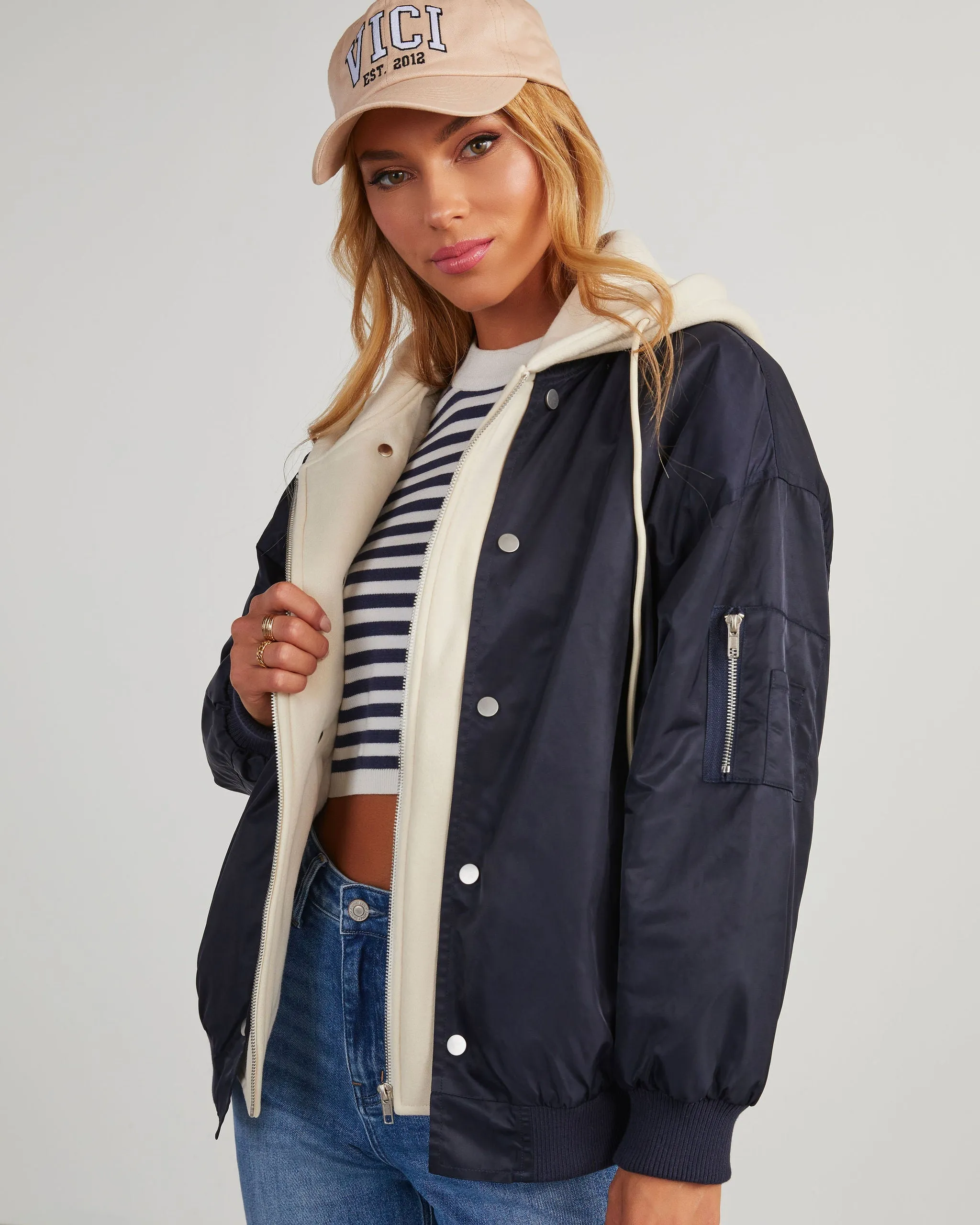 Campus Oversized Hooded Bomber Jacket