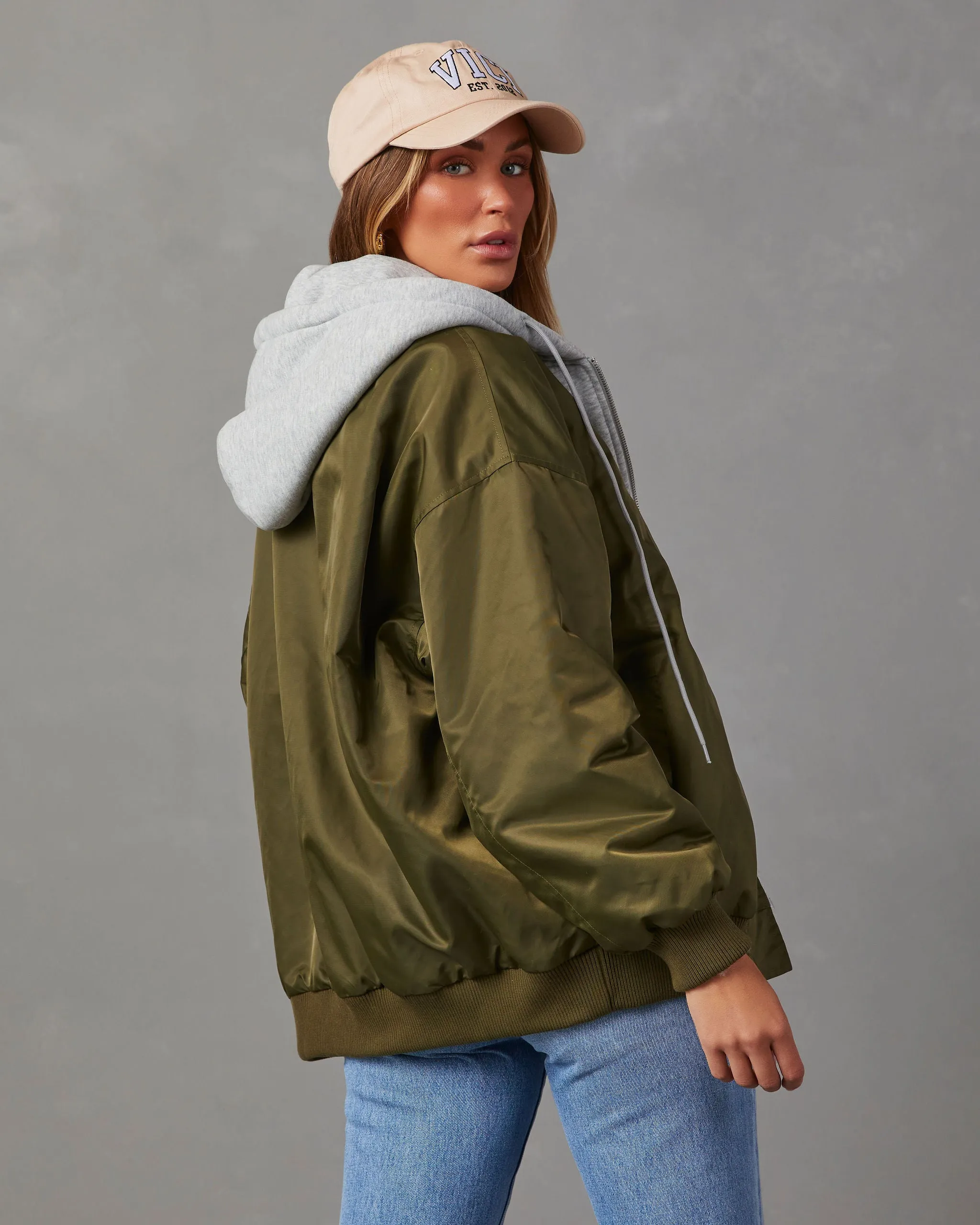 Campus Oversized Hooded Bomber Jacket