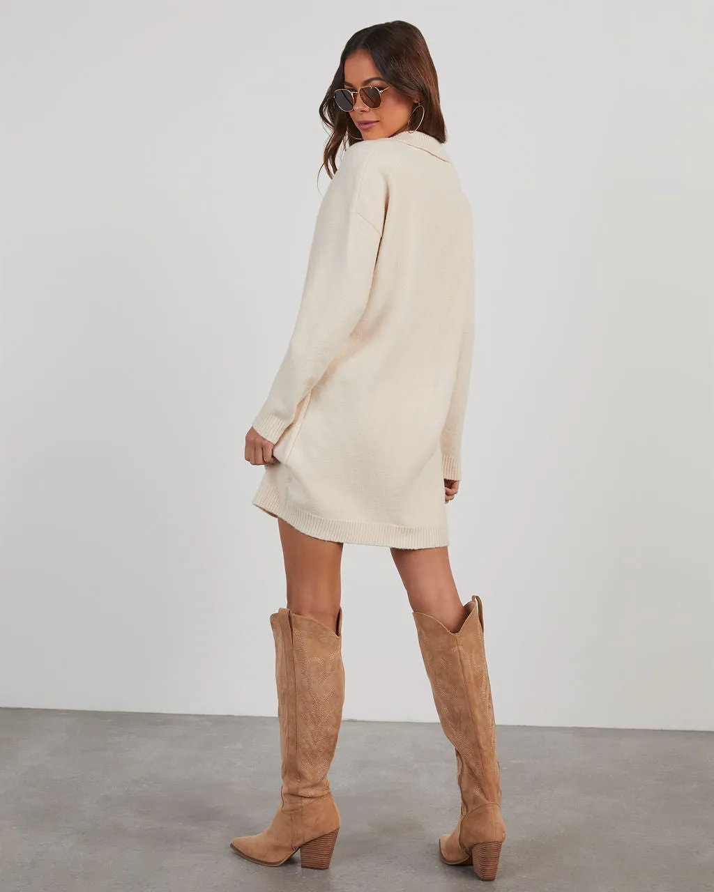 Clinton Collared Mini Sweater Dress