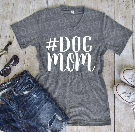 #DogMom V-Neck (The Dapper Paw) - Unisex Shirt