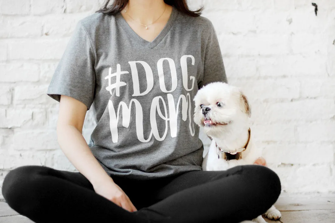 #DogMom V-Neck (The Dapper Paw) - Unisex Shirt