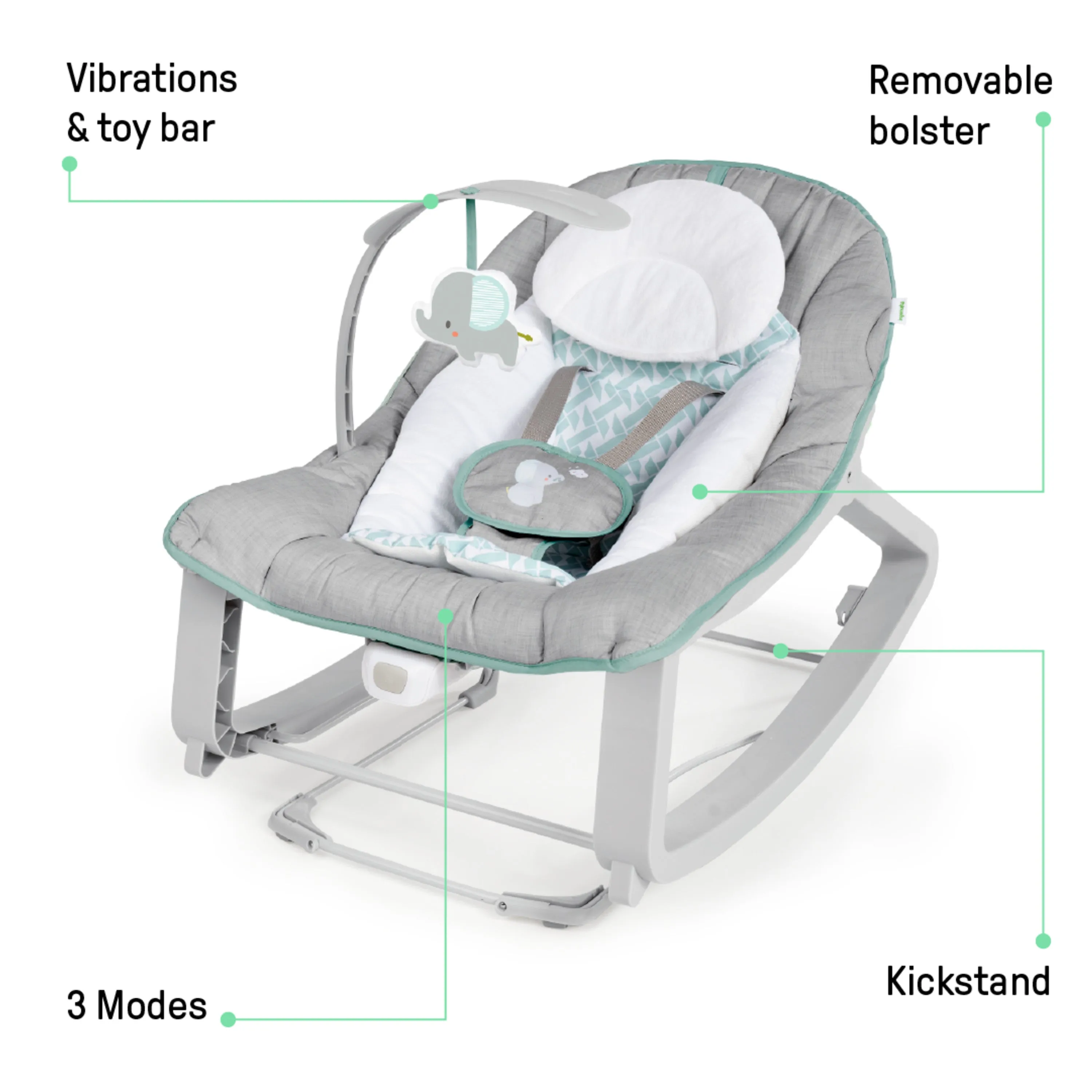 Ingenuity Keep Cozy 3-in-1 Grow with Me Baby Bouncer, Rocker & Toddler Seat, Weaver