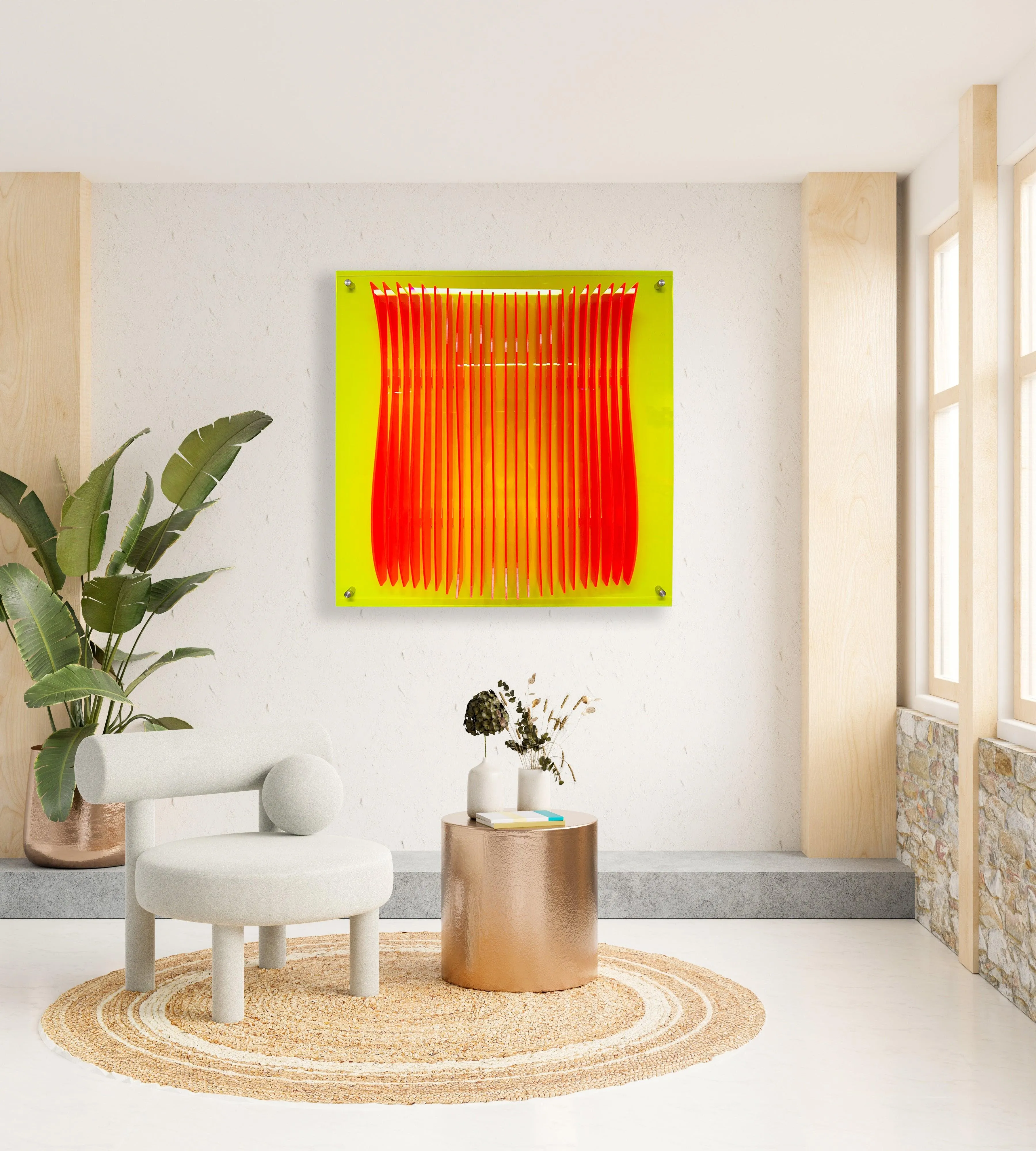 Parametric Wave Wall Art Fluorescent Transparent Acrylic