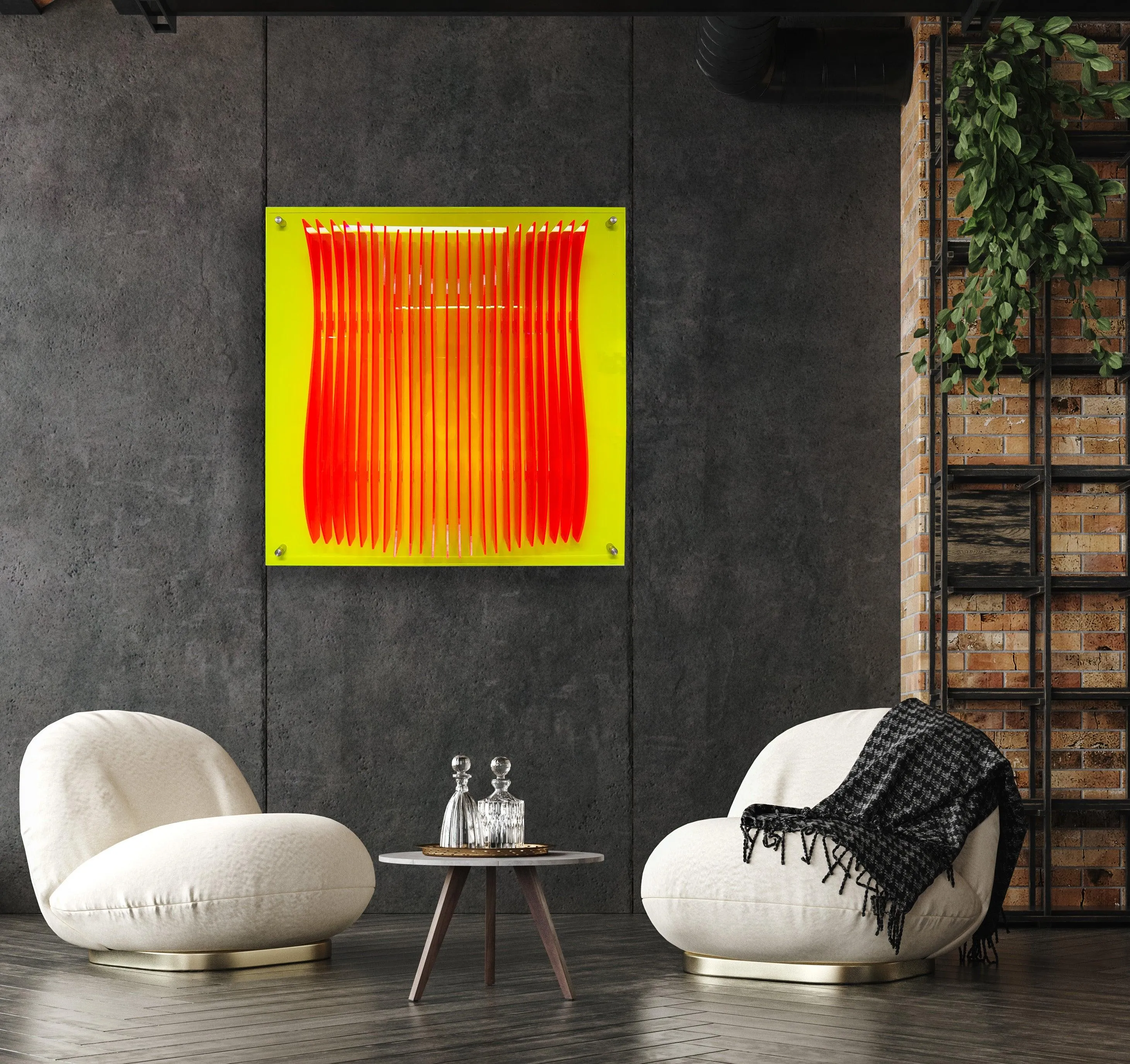 Parametric Wave Wall Art Fluorescent Transparent Acrylic