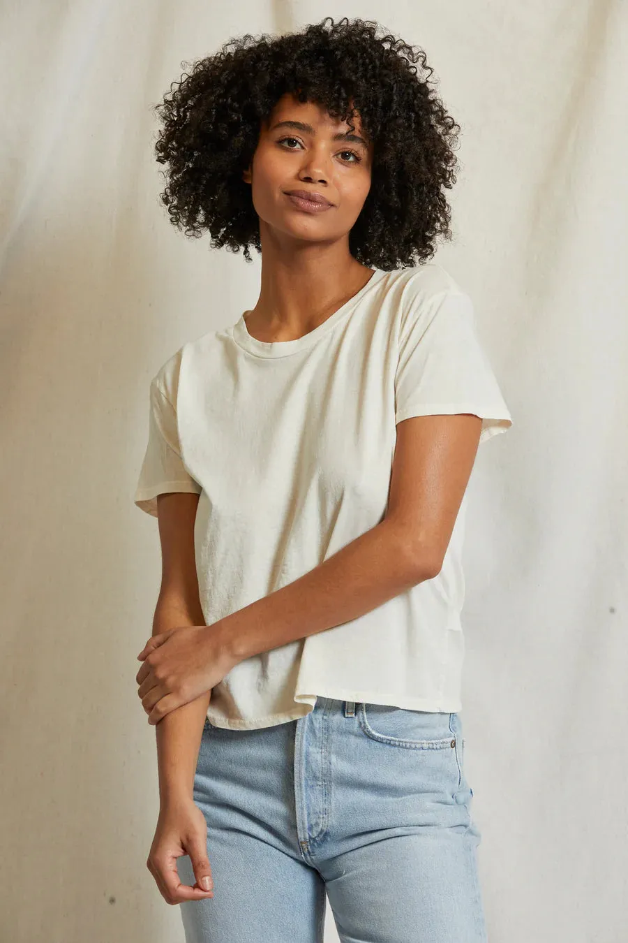 Perfect White Tee | Harley Boxy Crew- Bright Ivory