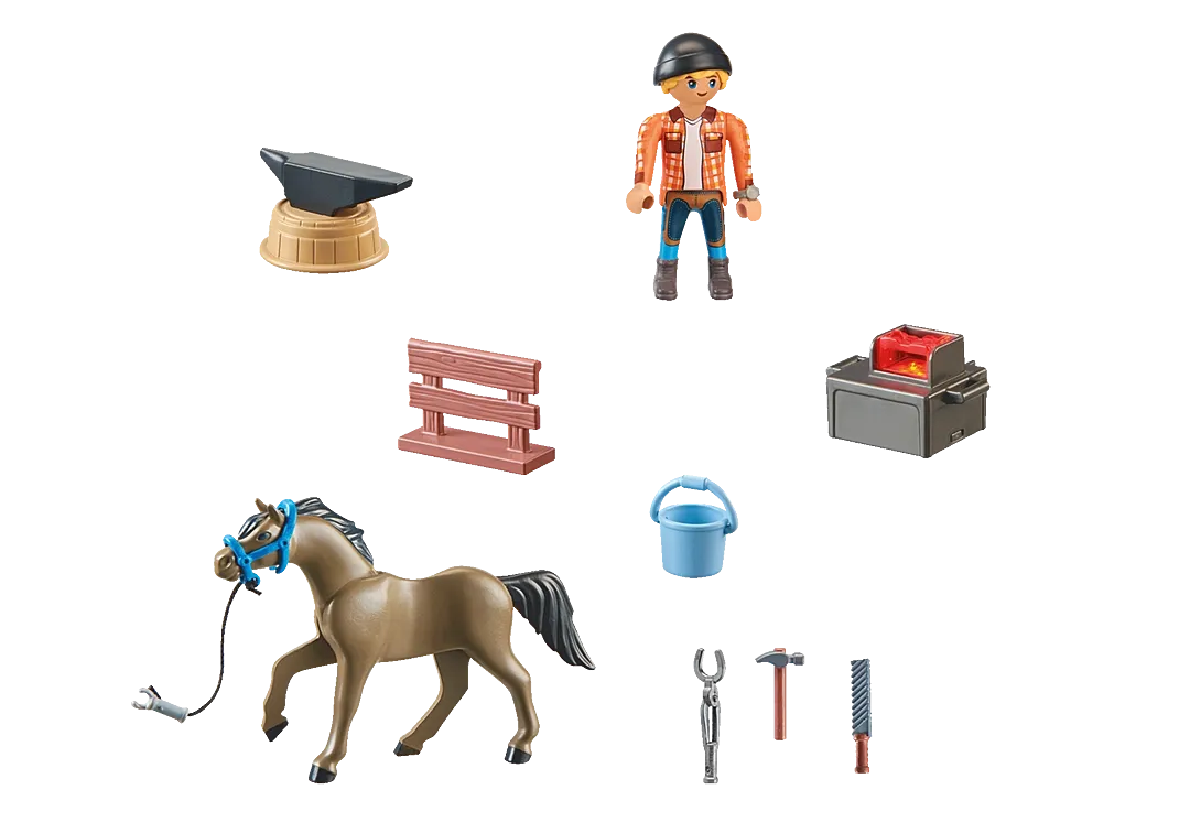 Playmobil Horses of Waterfall: Farrier Ben and Achilles 71357