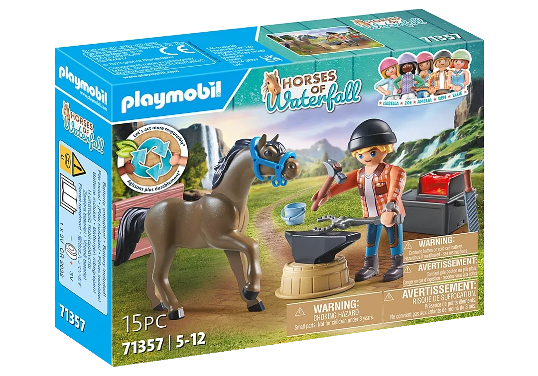 Playmobil Horses of Waterfall: Farrier Ben and Achilles 71357