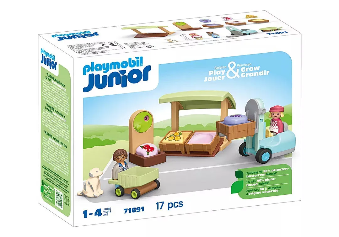 Playmobil Junior: Organic Market Stall & Forklift 71691